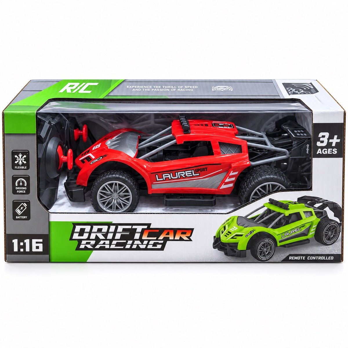 Boîte de la voiture radiocommandée Drift Car Racing rouge à l'échelle 1:16 avec télécommande