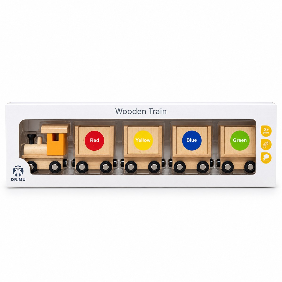 Boîte Wooden Train DR.MU du train en bois trieur de couleurs, dès 3 ans
