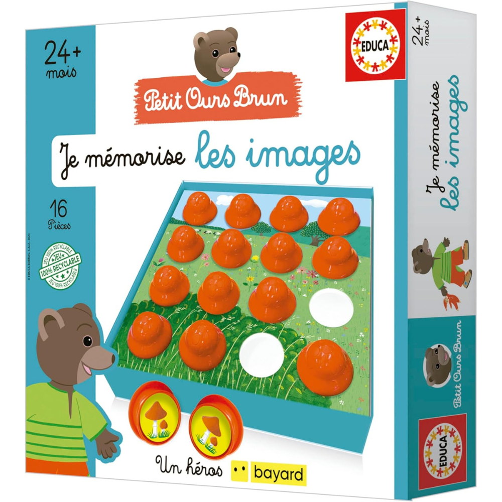 Boîte Educa Petit Ours Brun Je mémorise les images vue de trois quarts