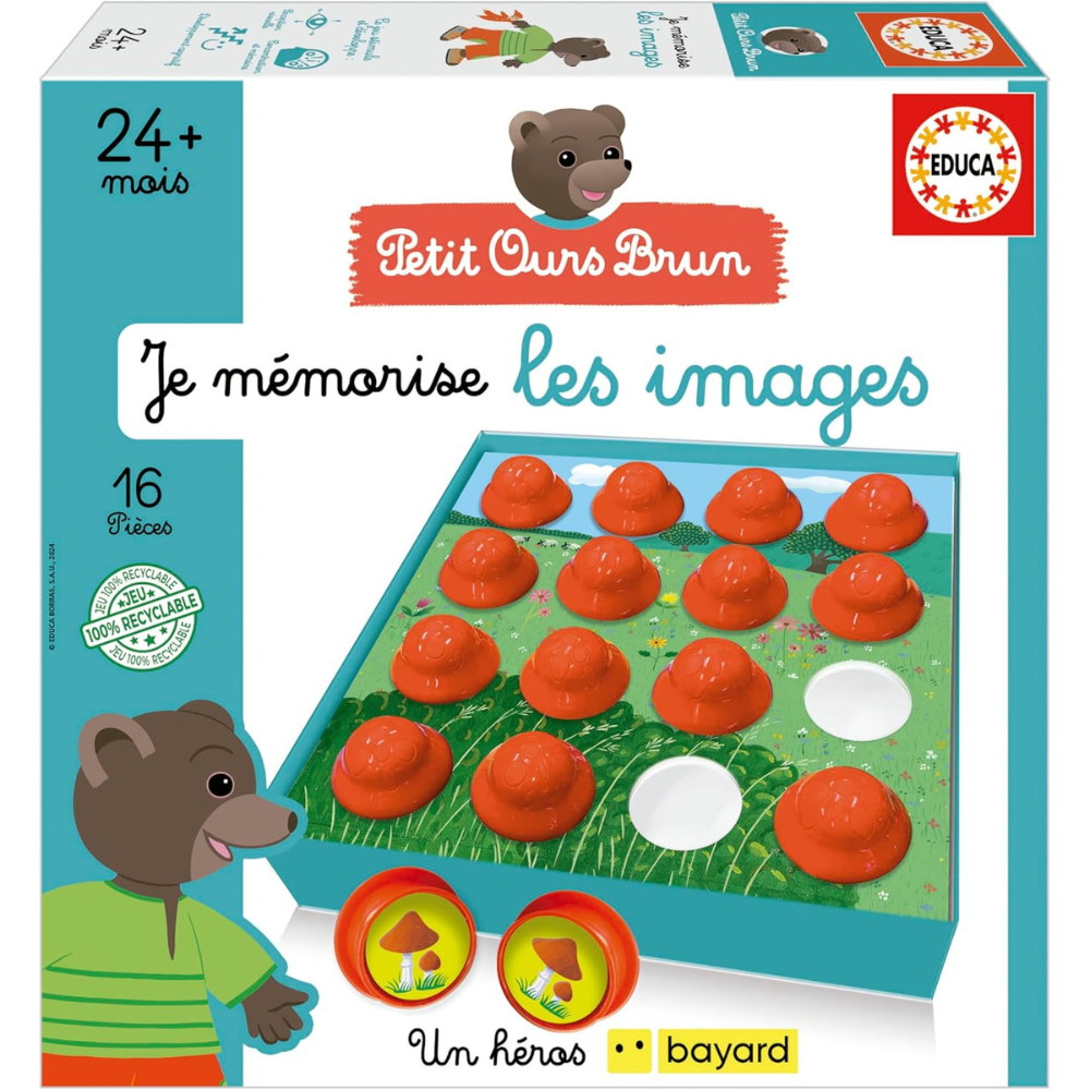 Boîte Educa Petit Ours Brun Je mémorise les images, 16 pièces, dès 24 mois