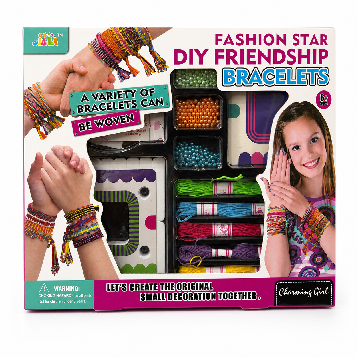 Coffret Fashion Star DIY : métier à tisser, fils de coton et perles pour bracelets brésiliens, dès 6 ans