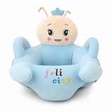 Fauteuil bébé en peluche bleu en forme d'abeille, accoudoirs rembourrés et assise profonde