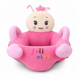 Fauteuil bébé en peluche rose en forme d'abeille, couronne, antennes et accoudoirs rembourrés