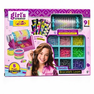 Coffret Girl's Creator métier à tisser à perles, 9 couleurs et 8 gabarits, dès 5 ans