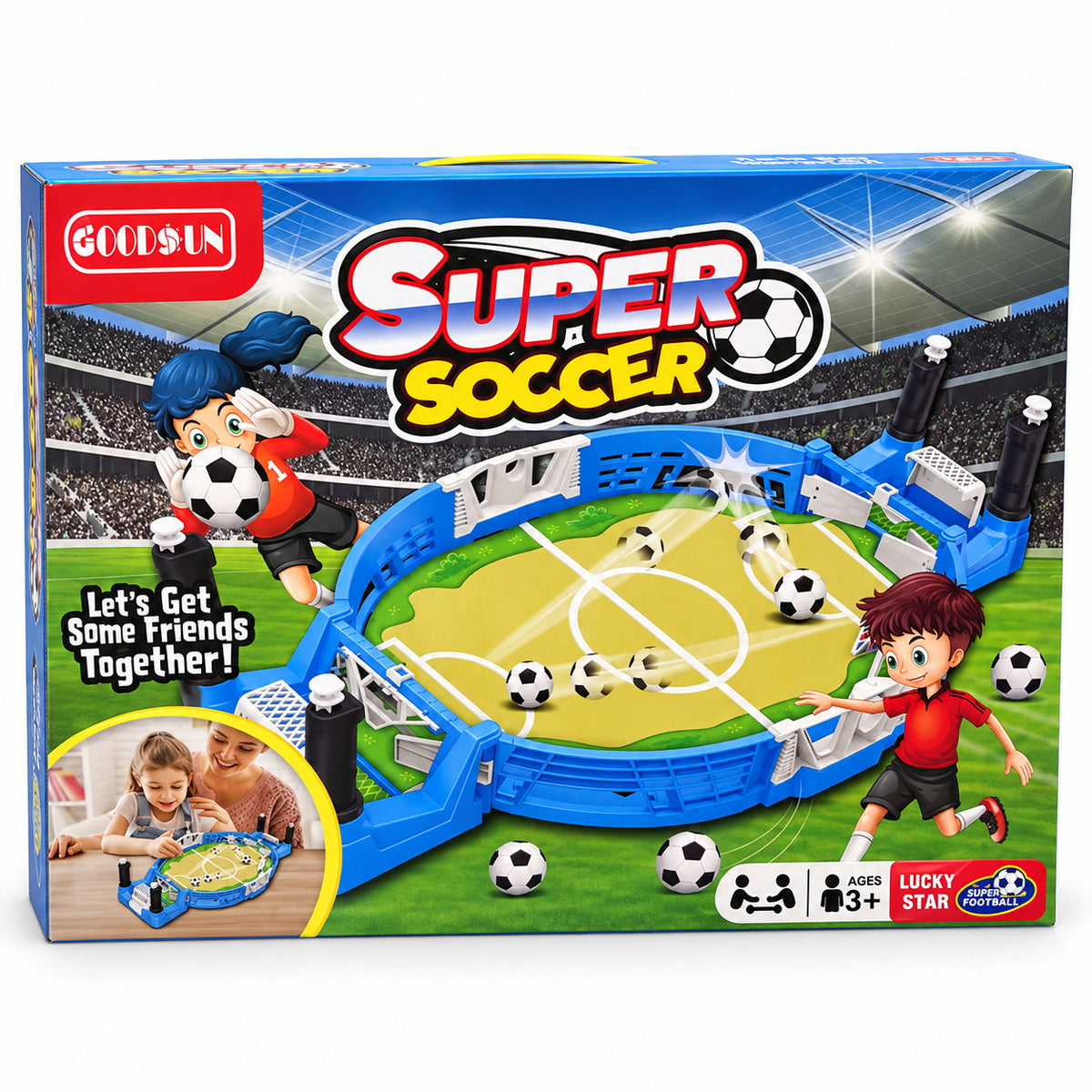 Boîte GOODSUN Super Soccer, jeu de football de table 2 joueurs dès 3 ans