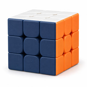Cube magique 3×3 HE SHU aux faces bleu marine, orange et blanche, pièces aux angles arrondis
