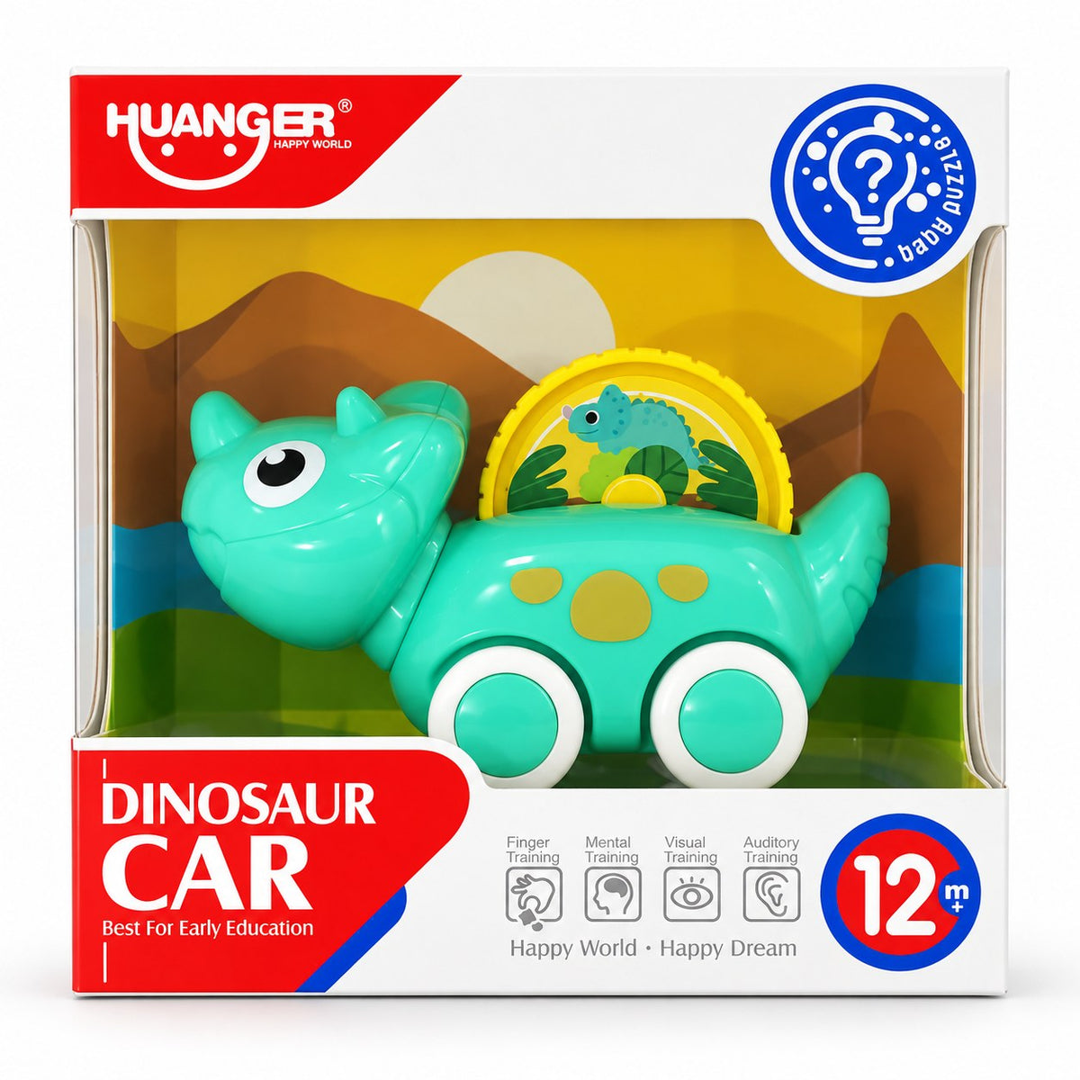 Boîte HUANGER Dinosaur Car menthe, dès 12 mois