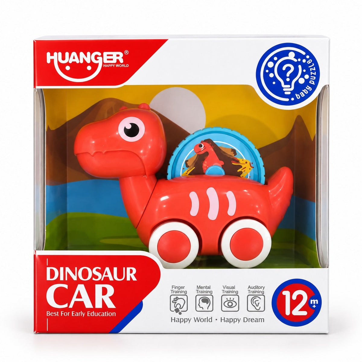 Boîte HUANGER Dinosaur Car rouge, dès 12 mois