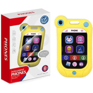 Boîte HUANGER Intelligent Phones à côté du smartphone jaune, dès 6 mois