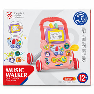 Boîte HUANGER Music Walker rose, dès 12 mois, avec les pictos Finger, Visual, Limb, Auditory et Mental Training