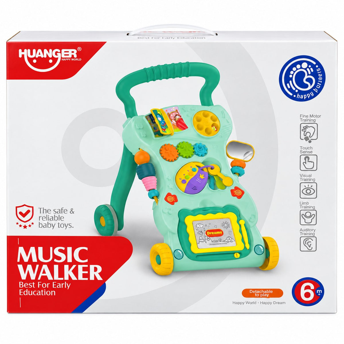 Boîte HUANGER Music Walker menthe, dès 6 mois, panneau détachable