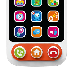 Gros plan sur les trois boutons du smartphone HUANGER : appeler, changer de mode et raccrocher