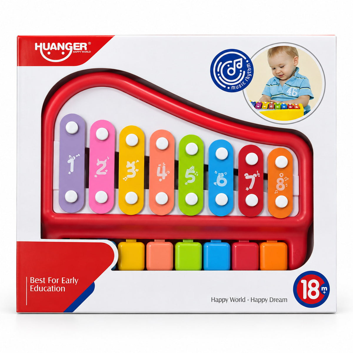 Boîte HUANGER Vocal Piano rouge, 8 lames numérotées, dès 18 mois