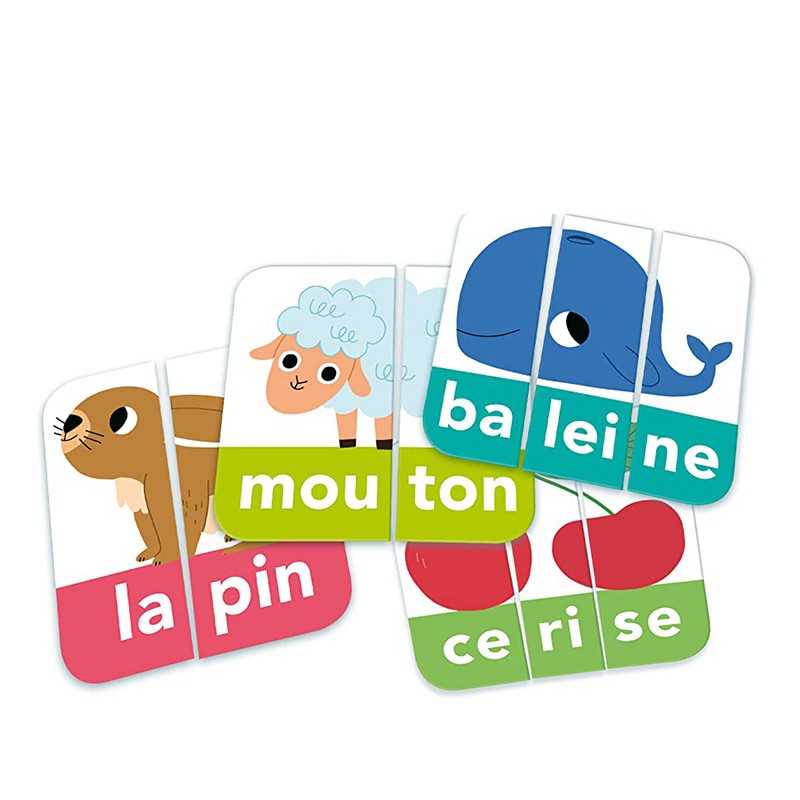 Jeu Nathan Premières lectures : cartes-syllabes à assembler pour reconstituer les mots et les images