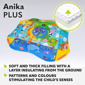 Tapis Lionelo Anika Plus à plat : garnissage épais et couche isolante du sol