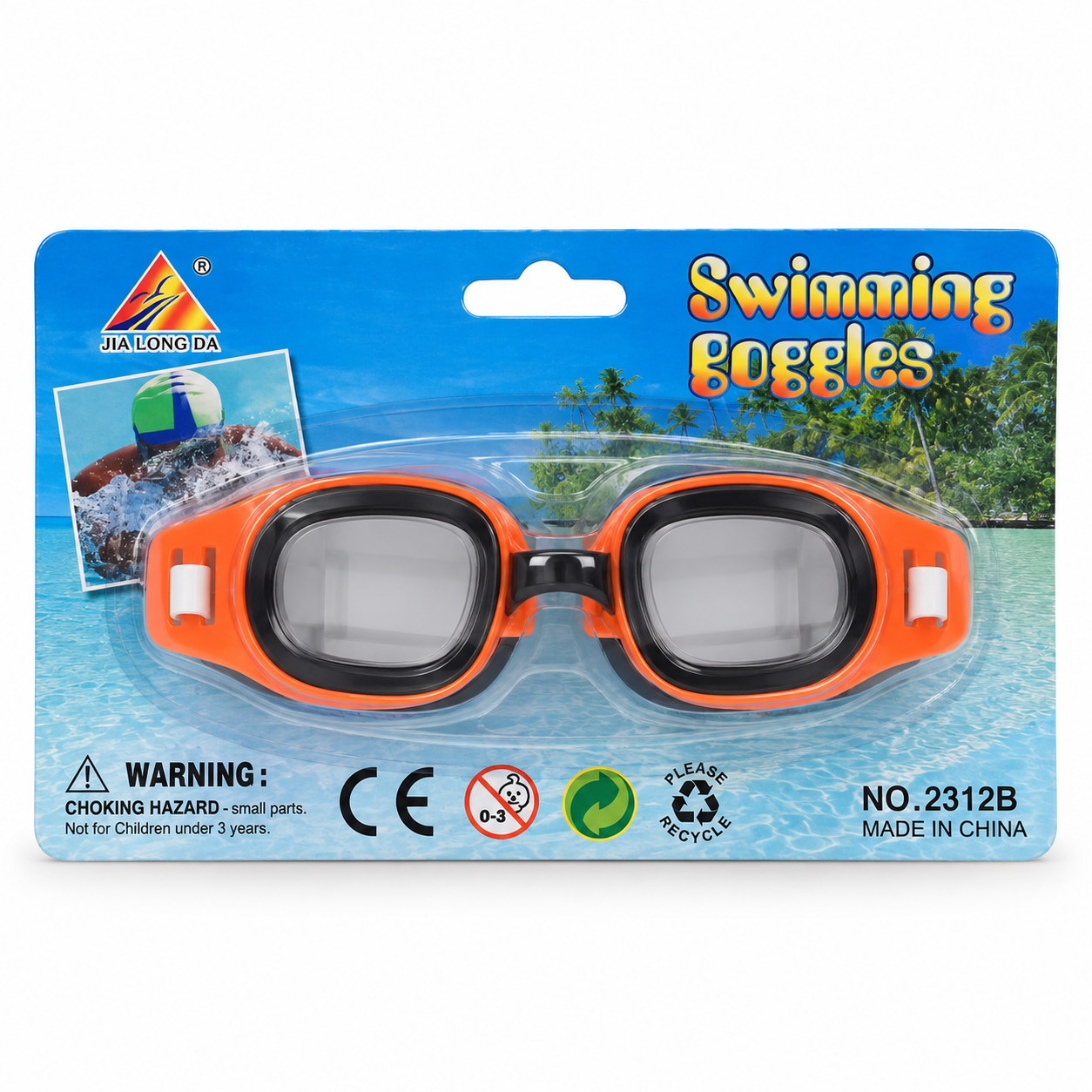 Blister des lunettes de natation enfant orange, réf. 2312B, marquage CE