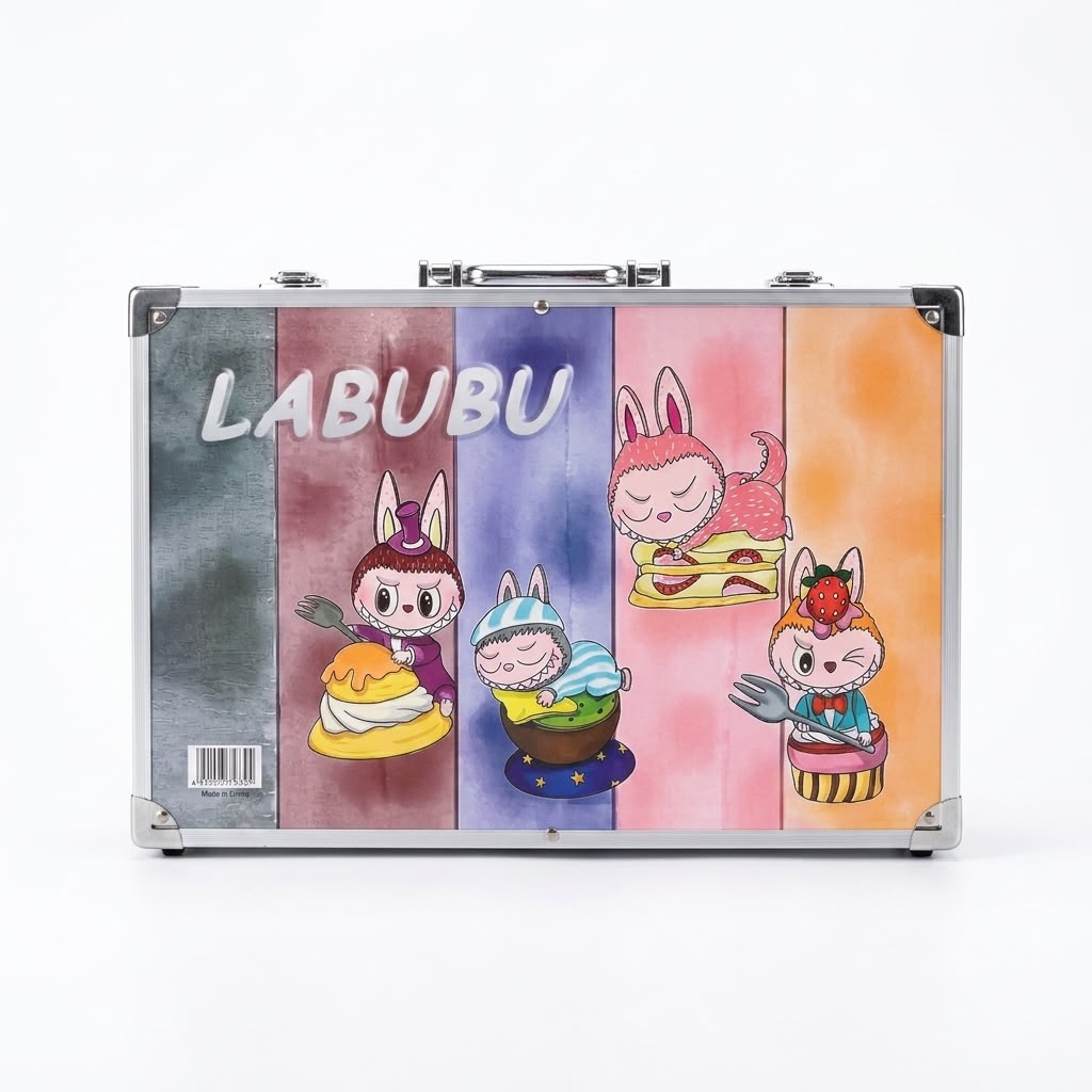 Mallette d'art 114 pièces en valise aluminium fermée, coffret de coloriage et peinture pour enfant