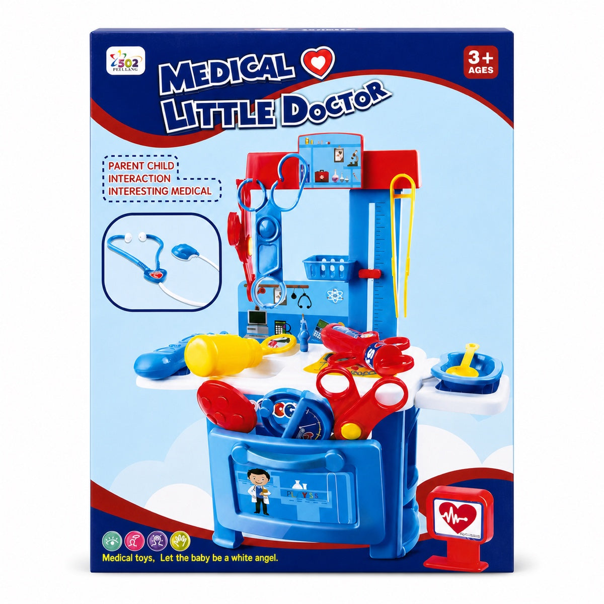 Valise docteur bleue Medical Little Doctor transformable en cabinet médical avec stéthoscope et toise, dès 3 ans