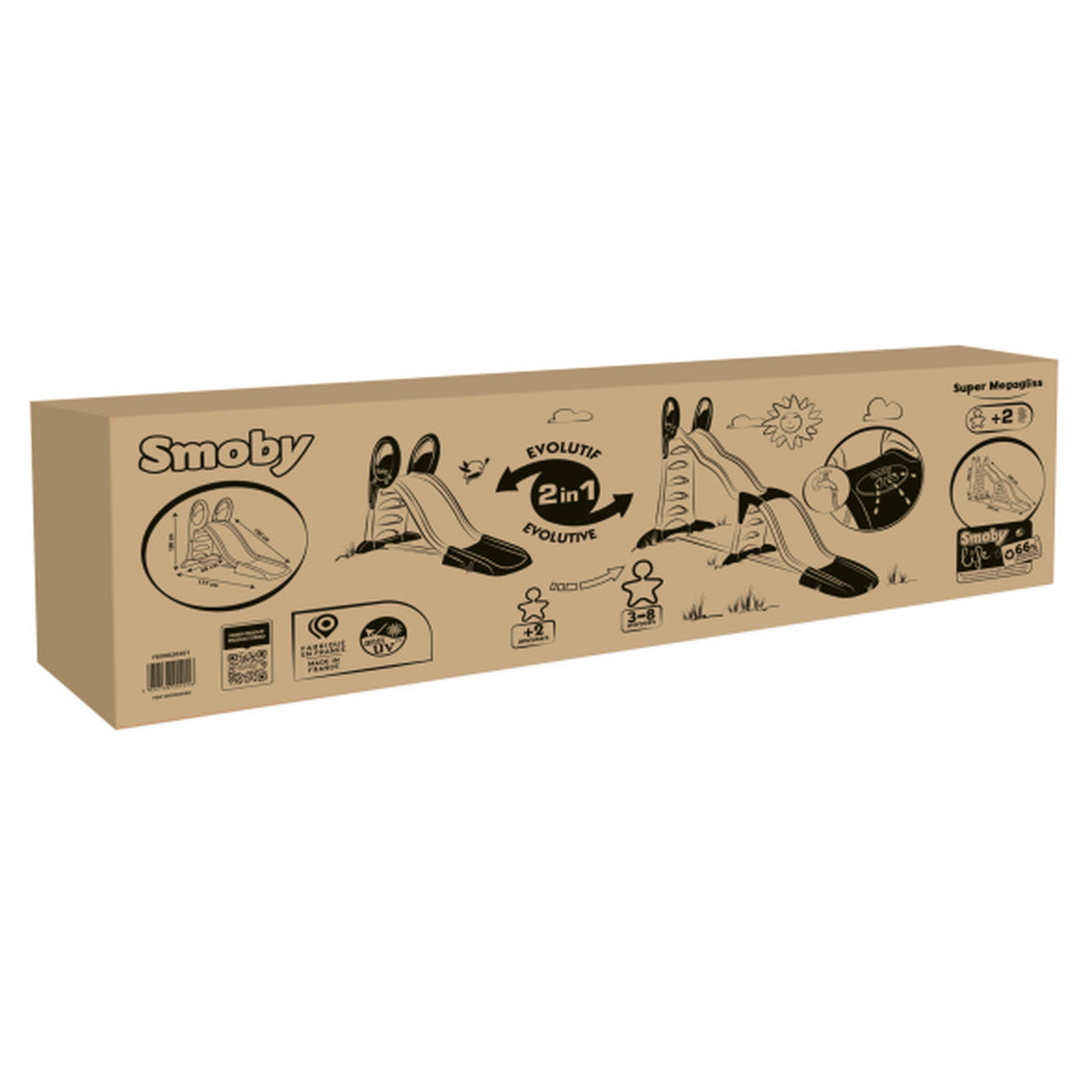 Carton d'emballage du toboggan Smoby Super Megagliss référence 7600820201