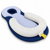 Cale-bébé MEYING 2 en 1 bleu marine avec coussin de tête creusé et boudin de maintien amovible à sangle jaune