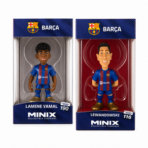 Figurines Minix FC Barcelone 12 cm en boîte vitrine : Lamine Yamal et Lewandowski