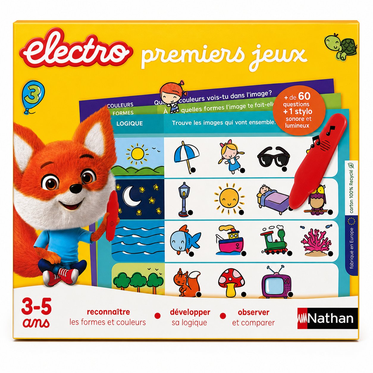 Jeu éducatif Nathan Electro Premiers jeux avec stylo sonore et lumineux, couleurs formes et logique, 3-5 ans