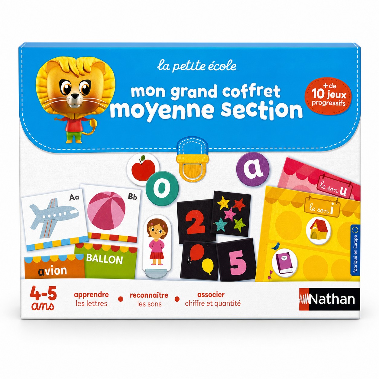 Boîte Nathan La petite école Mon grand coffret moyenne section : plus de 10 jeux progressifs, lettres, sons et chiffres, 4-5 ans