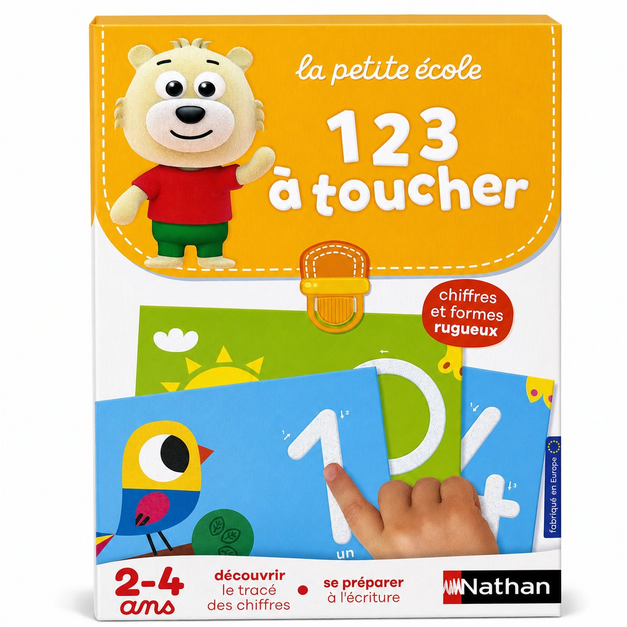 Jeu éducatif Nathan La petite école 123 à toucher, cartes à chiffres rugueux à suivre du doigt, 2-4 ans