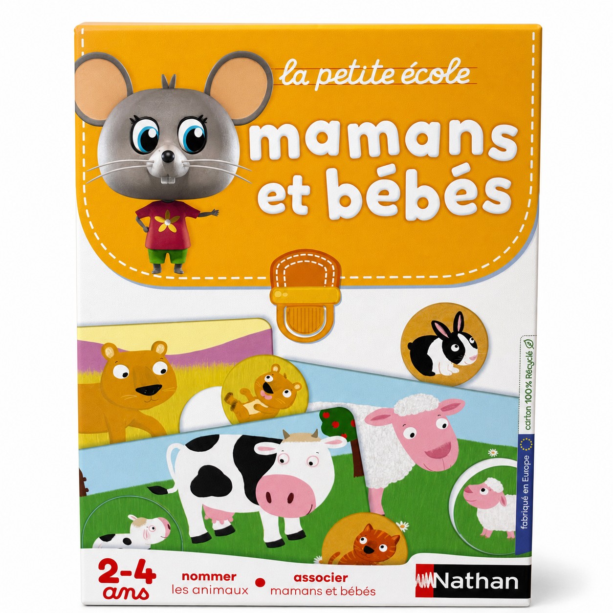 Boîte Nathan La petite école Mamans et bébés : cartes autocorrectives vache et veau, mouton et agneau, 2-4 ans