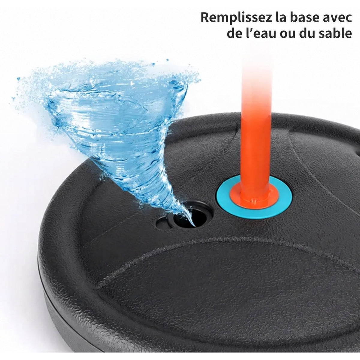 Socle du panier de basket à remplir d'eau ou de sable pour le stabiliser
