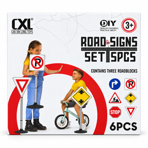 Emballage CXL Road Signs Set 6 pièces, 3 ans et plus, avec enfants jouant à vélo autour des panneaux