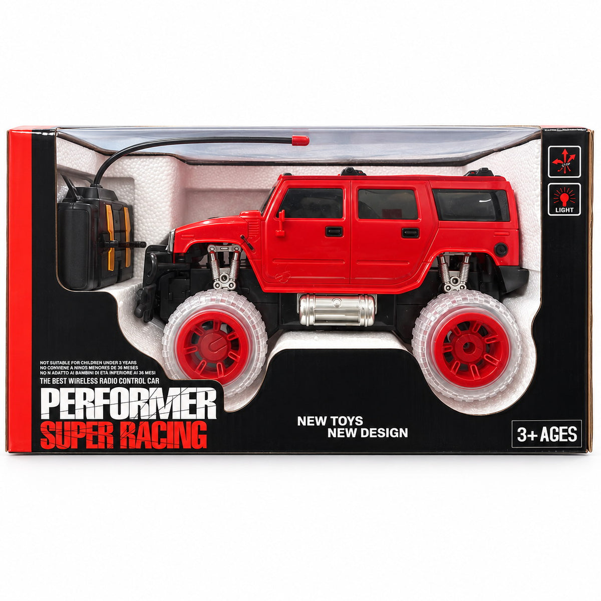 Autre finition du 4x4 radiocommandé Performer Super Racing rouge, roues surdimensionnées
