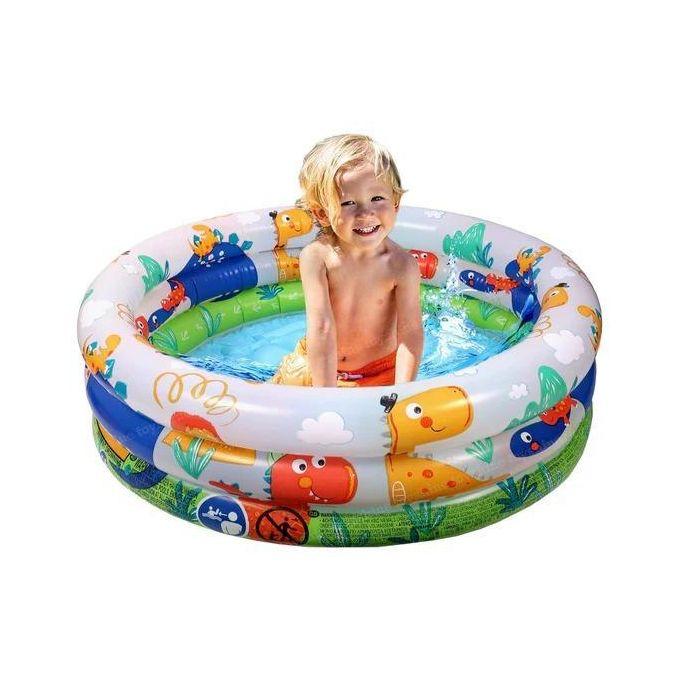 Piscine gonflable pour bébé à 3 anneaux motif dinosaures, 61 x 61 x 22 cm