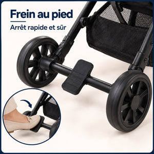 Frein au pied de la poussette valise cabine, arrêt rapide et sûr