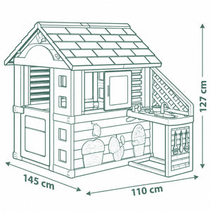 Schéma des dimensions de la Maison Pretty Smoby : 145 × 110 × 127 cm