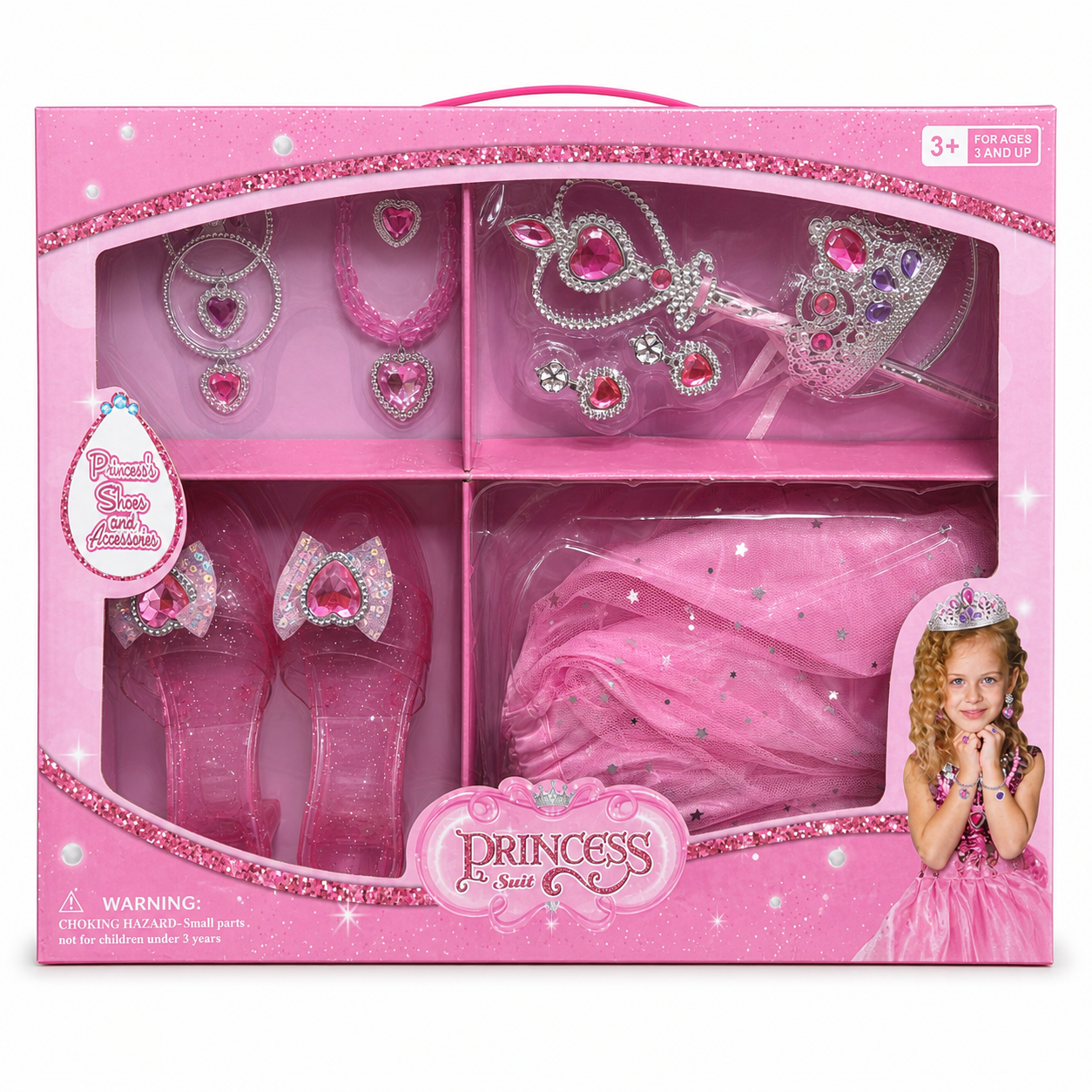 Coffret déguisement Princess Suit : jupe en tulle, escarpins, tiare, baguette et bijoux, dès 3 ans