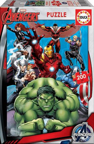 Boîte du puzzle Educa Marvel Avengers 200 pièces avec Hulk, Iron Man, Thor et Captain America