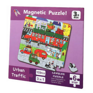 Livre puzzle magnétique Step 6 Urban Traffic : 133 pièces, 3 puzzles en 1, dès 3 ans