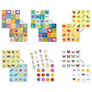 Les thèmes des fiches Fantamemo : animaux, dinosaures, fruits, insectes, fleurs