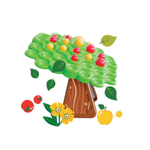 L'arbre Stay Apple avec sa couronne verte et ses pommes rouges et jaunes