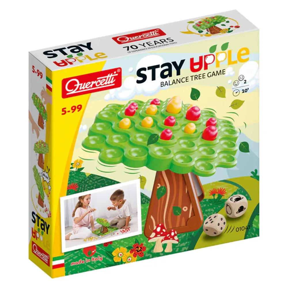 Boîte du jeu Quercetti Stay Apple, arbre à pommes en équilibre, 5-99 ans