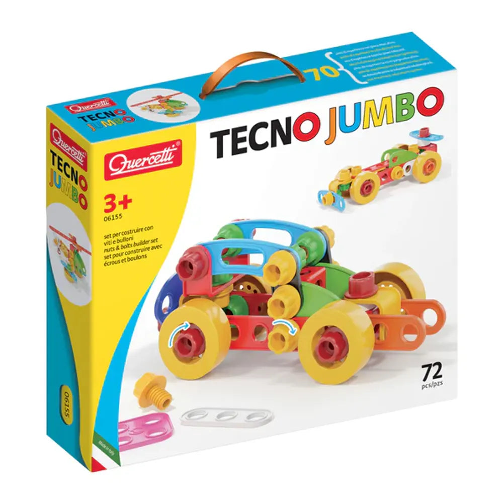 Boîte Quercetti Tecno Jumbo 72 pièces, jeu de construction à écrous et boulons dès 3 ans