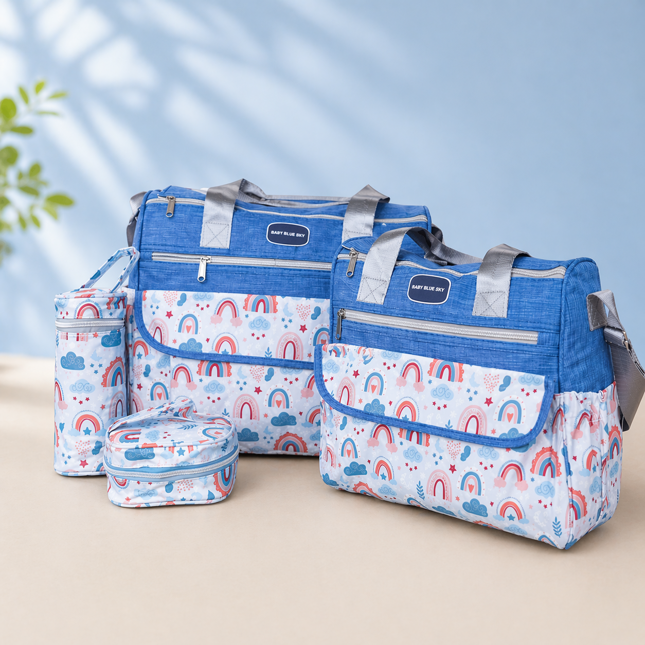 Rainbow Baby Diaper Bag Set - Blue