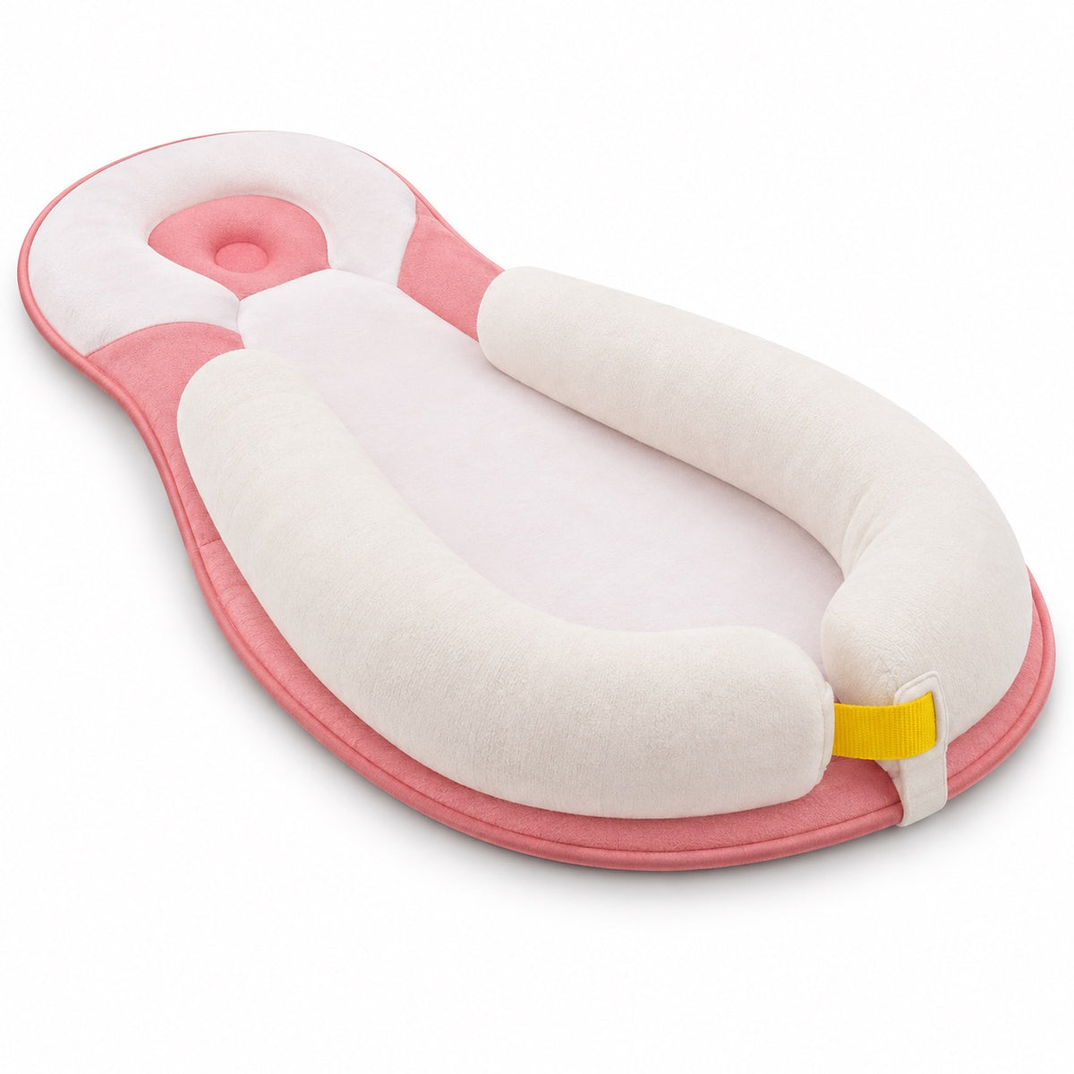 Cale-bébé MEYING 2 en 1 rose avec coussin de tête creusé et boudin de maintien amovible