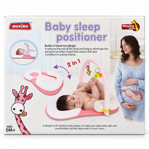 Boîte du cale-bébé MEYING 2 en 1 rose montrant le cocon et l'arche de jeu, dès 0 mois