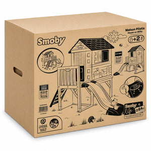 Carton d'emballage Smoby Maison Pilotis référence 7600810802, dès 2 ans, fabriqué en France