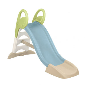 Toboggan Smoby Life KS vert anis et bleu monté, vue de trois quarts