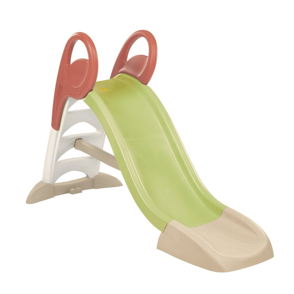 Toboggan Smoby Life KS vert et terracotta monté, vue de trois quarts