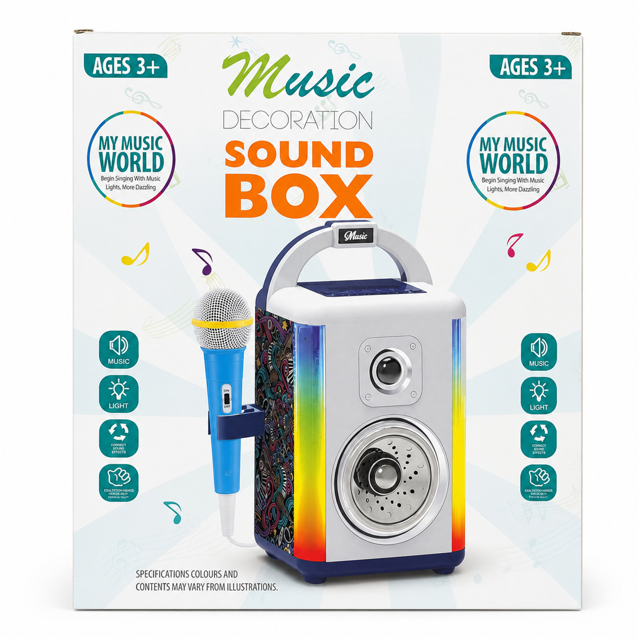 Boîte Sound Box My Music World : enceinte karaoké enfant avec micro bleu et panneaux lumineux, dès 3 ans