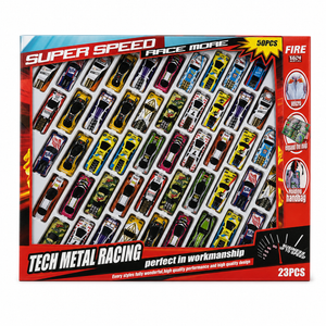 Boîte Super Speed Tech Metal Racing : 50 voitures de course en métal alignées dans leur plateau